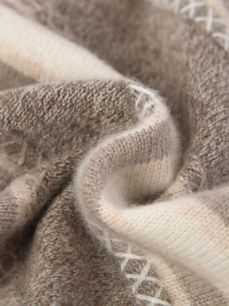 Kids Nordic Stripes Soft Earth Tones Cashmere Crewneck Sweater